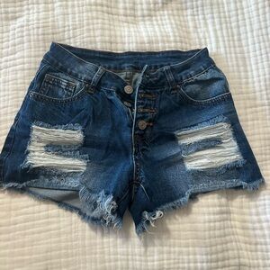 SHEIN Blue Distressed Jean Shorts